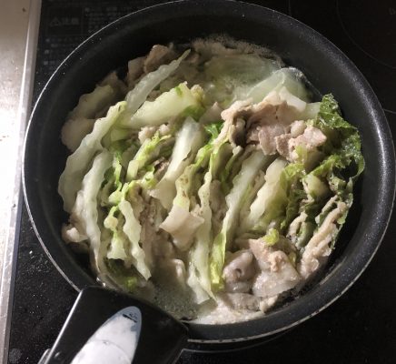 片麻痺の料理(豚バラ白菜ミルフィーユ鍋)